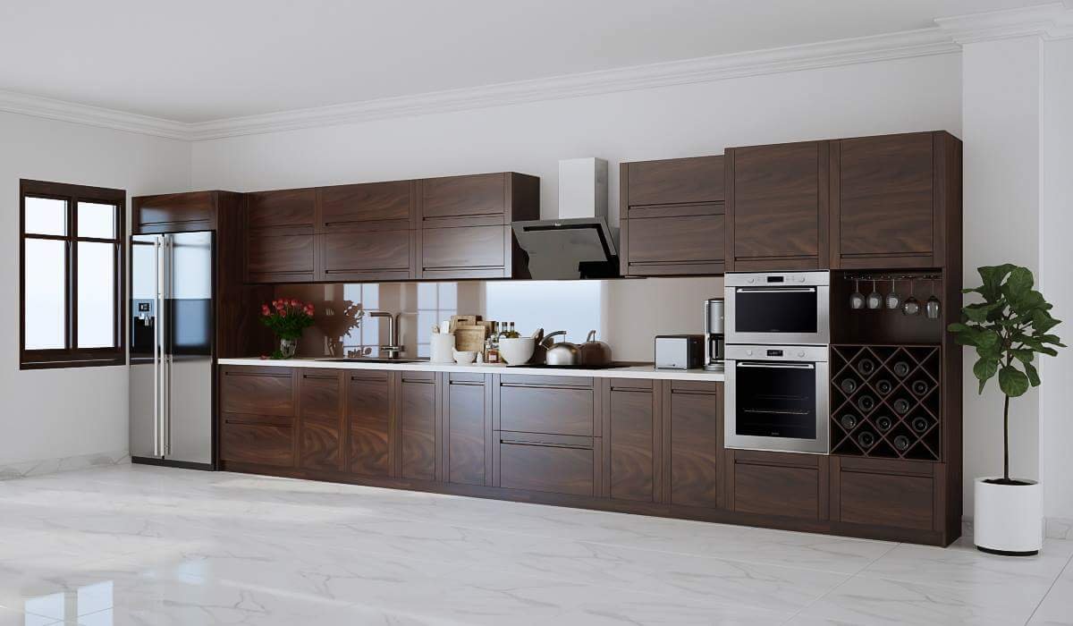 Mẫu bếp chữ I giúp không gian nhỏ tiết kiệm diện tích báo giá
