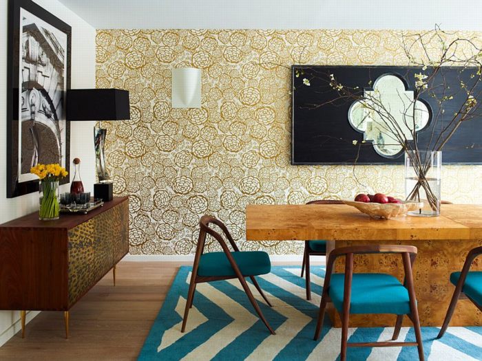 Ý tưởng thiết kế phòng ăn bắt mắt với giấy dán tường 3