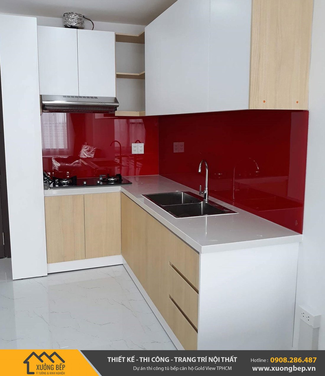 Mẫu tủ bếp bằng gỗ công nghiệp đang thịnh hành - Hình ảnh công trình - 01