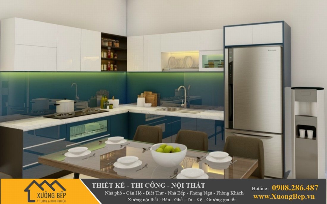Mẫu tủ bếp bằng gỗ công nghiệp đang thịnh hành - Hình ảnh công trình - 0113
