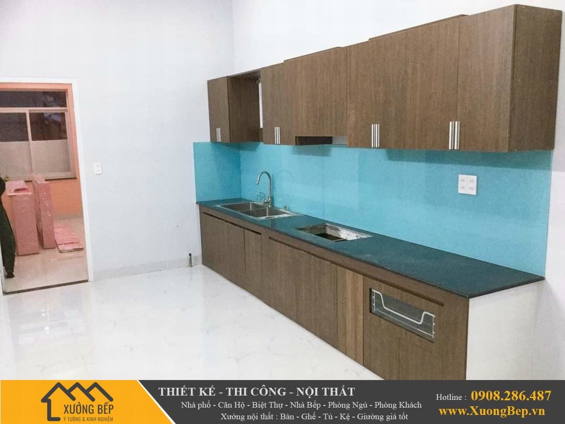 Mẫu tủ bếp bằng gỗ công nghiệp đang thịnh hành - Hình ảnh công trình - 016