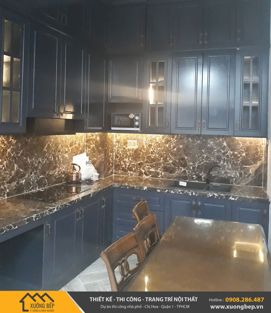 Mẫu tủ bếp bằng gỗ công nghiệp đang thịnh hành - Hình ảnh công trình - 08