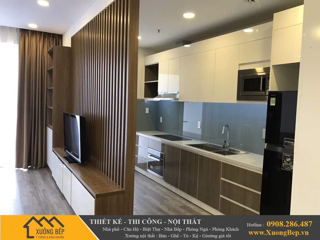 Thi công nội thất phòng bếp phòng khách nhà phố báo giá