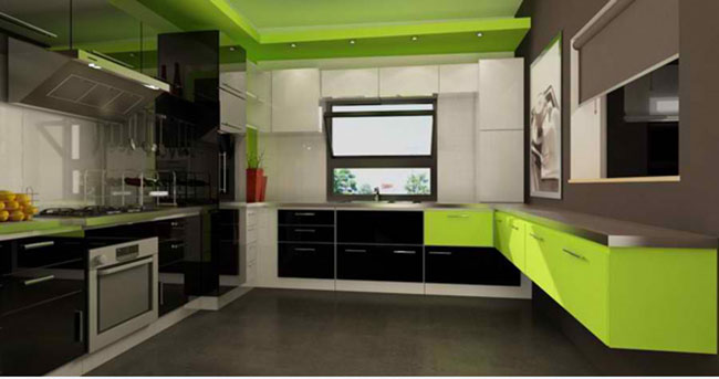 Nội thất nhà bếp xanh lá đẹp tươi mát 1