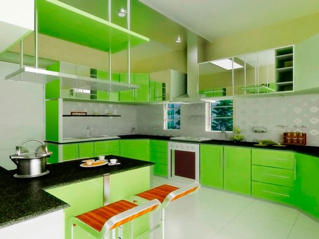 Nội thất nhà bếp xanh lá đẹp tươi mát 6