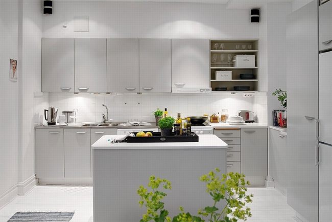Nội thất căn bếp sang trọng với màu trắng 1