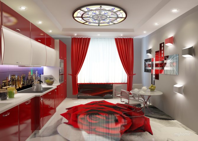 Mẫu tủ bếp acrylic màu đó đẹp 1